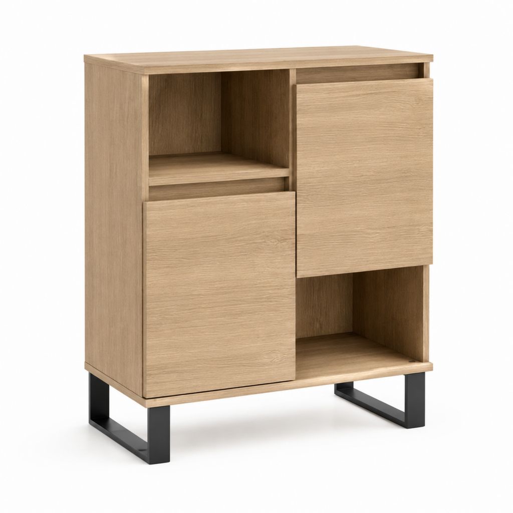 Credenza soggiorno 2 ante rovere chiaro in truciolare 80 x 40 x 120 cm