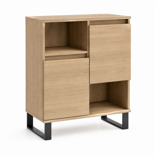 Credenza soggiorno 2 ante rovere chiaro in truciolare 80 x 40 x 120 cm