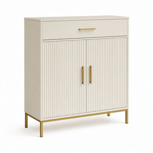 Credenza con 2 ante e cassetto bianco in MDF 80 x 40 x 100 cm