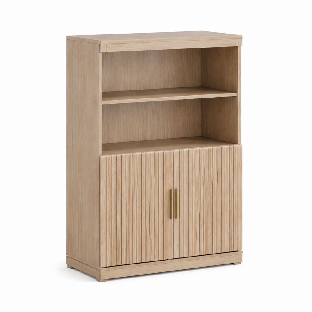 Credenza alta a 2 ante rovere chiaro in MDF 80 x 40 x 140 cm