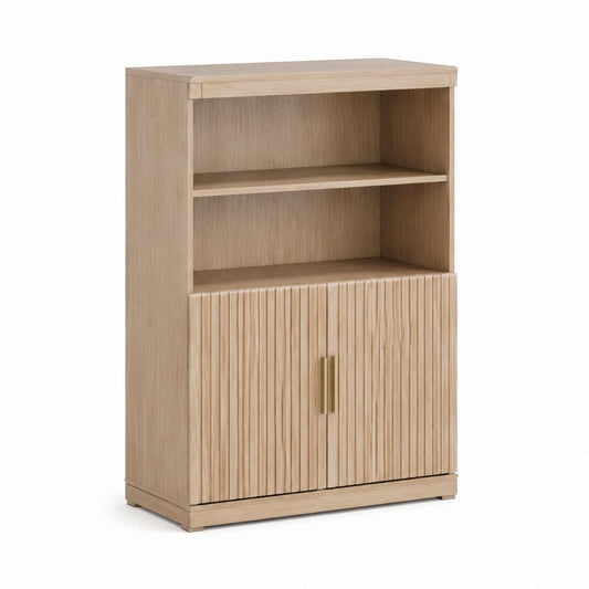 Credenza alta a 2 ante rovere chiaro in MDF 80 x 40 x 140 cm