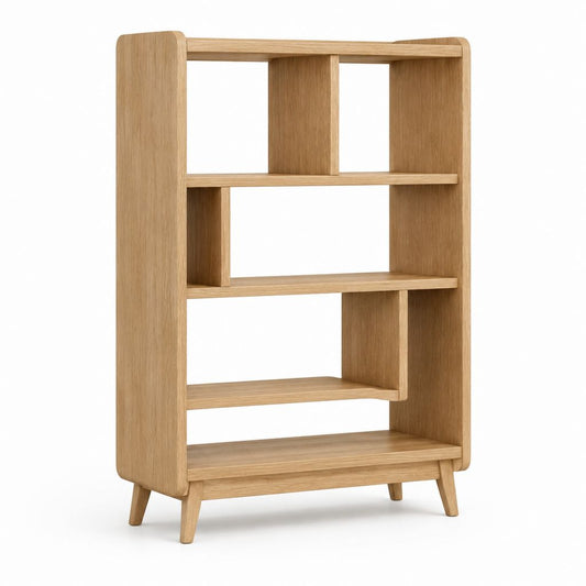 Libreria a 5 ripiani in rovere naturale 80 x 35 x 180 cm