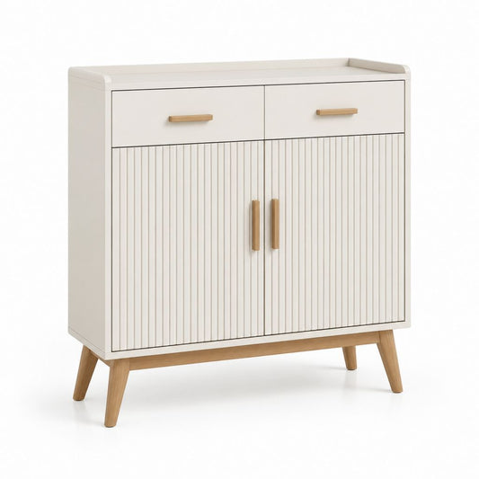 Credenza da sala da pranzo bianca in MDF e legno di gomma rettangolare 80 x 40 x 100 cm