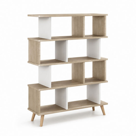 Libreria autoportante rovere chiaro e bianco in pannello truciolare 120 x 30 x 160 cm