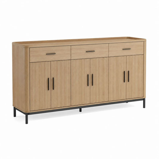 Credenza da sala da pranzo rovere con 3 cassetti e 4 ante 160 x 40 x 90 cm