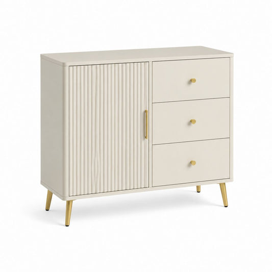 Credenza con 3 cassetti e anta beige in MDF rettangolare 100 x 40 x 85 cm