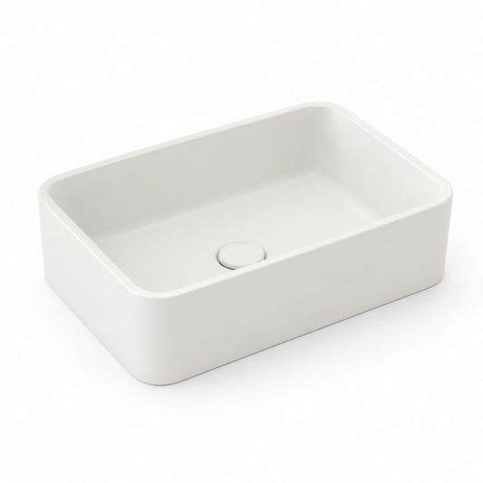 Lavabo da appoggio bianco in ceramica rettangolare 60 x 40 x 15 cm