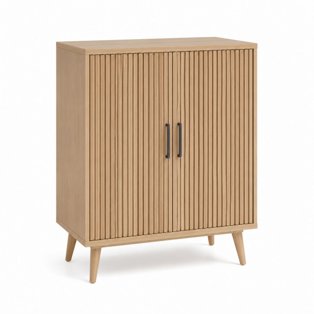 Credenza a 2 ante rovere chiaro in MDF rettangolare 80 x 40 x 100 cm